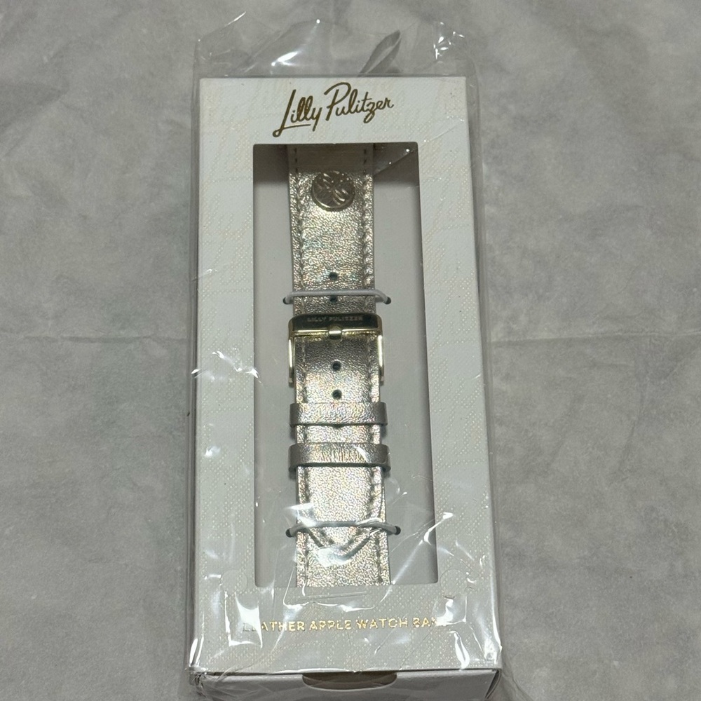 NWT Lilly Pulitzer Leather Apple Watch Band in Gold Metallic - Picture 4 of 8